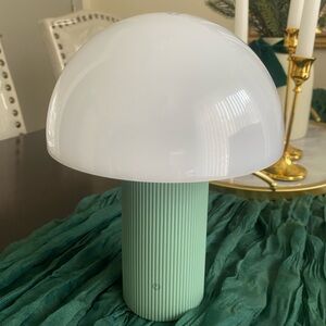 Modern White and Green Mushroom Lamp